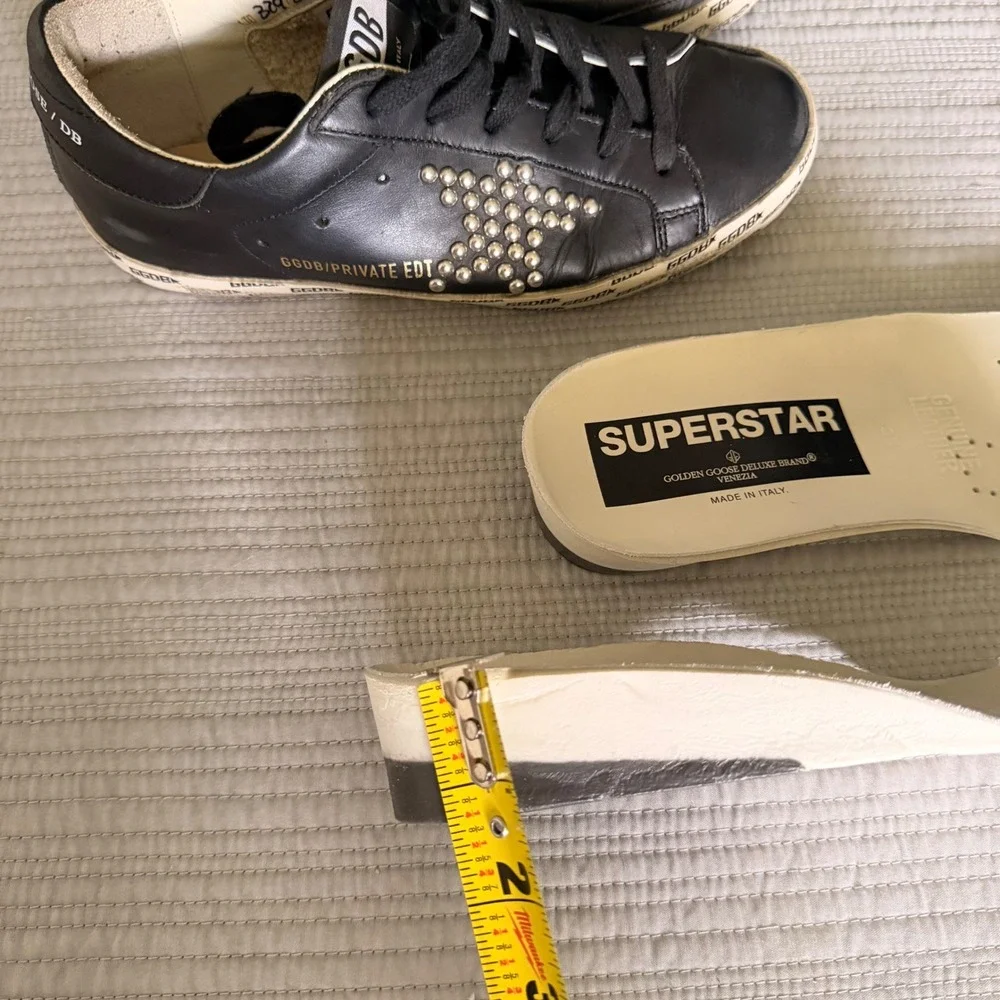 Golden Goose Super-Star Black Leather Studded Star‎ Private Edition Sneakers 35